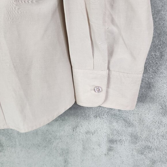 Womens Beige WinterSilks Ruffled Blouse Long Sleeve Silk & Cotton Blend Size L - Picture 5 of 10